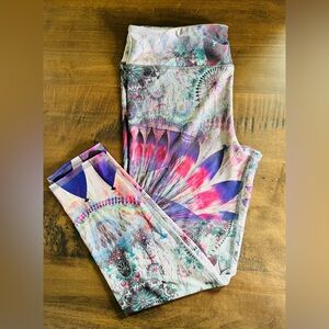 Evolution and Creation Pink and Purple Leggings with Artistic Print